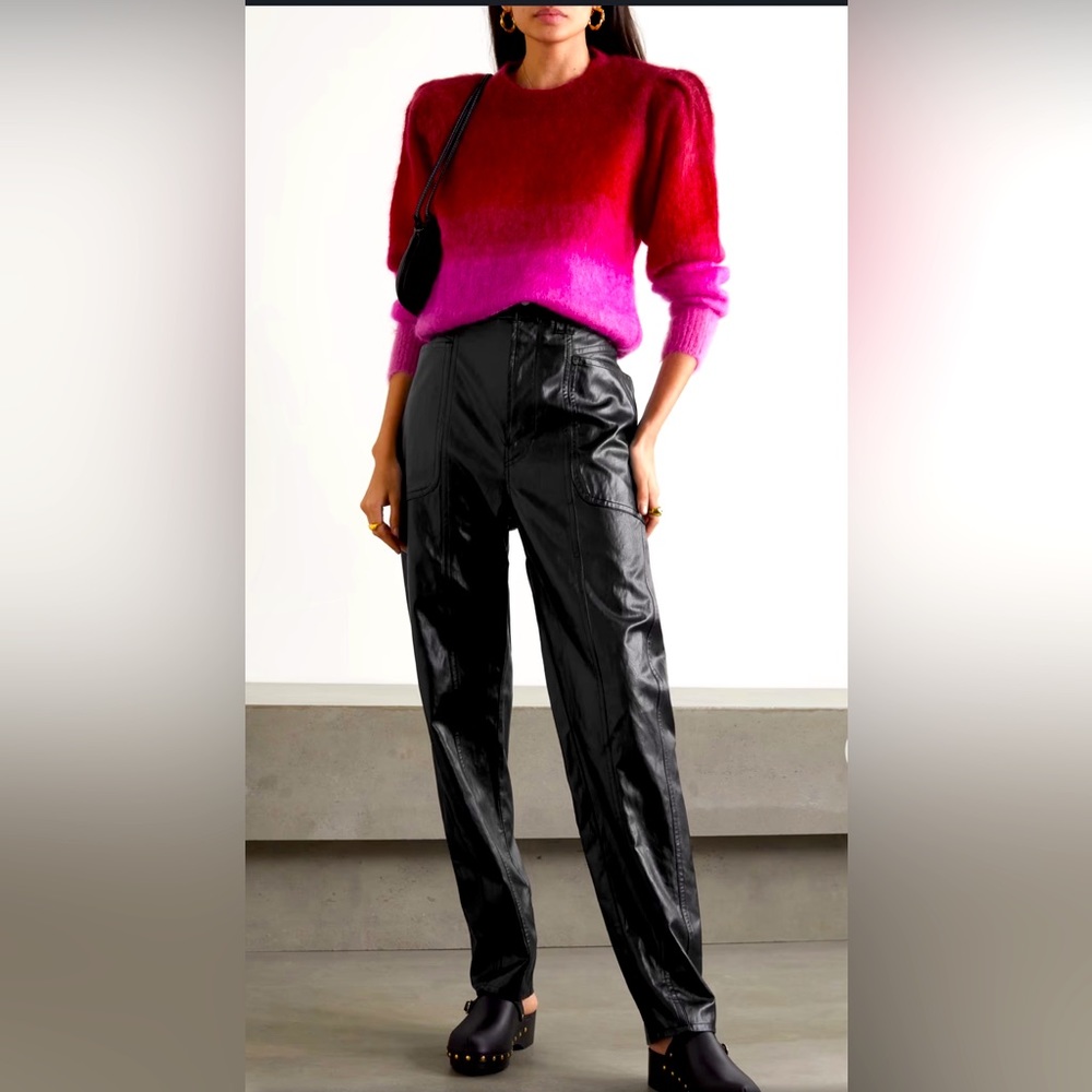 NWT ISABEL MARANT ÉTOILE Tessini Faux Leather taper pants FR 38 US 6